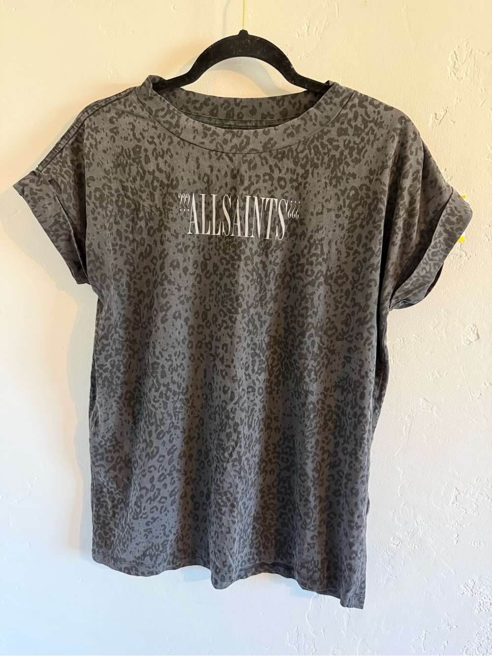 All Saints Imogen Women'sLeopard Print Crew Tee - Picture 2 of 4
